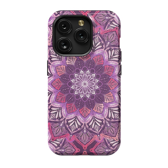 iPhone 15 Pro StrongFit Perfect Pearly Plum Mandala by Micklyn Le Feuvre