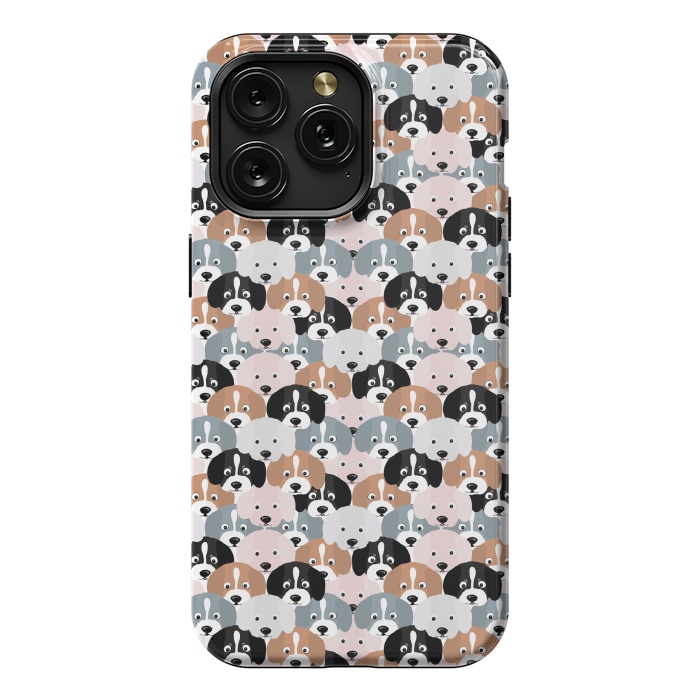 iPhone 15 Pro Max StrongFit Cute Black Brown Pink Grey Puppy Dogs Illustration by InovArts