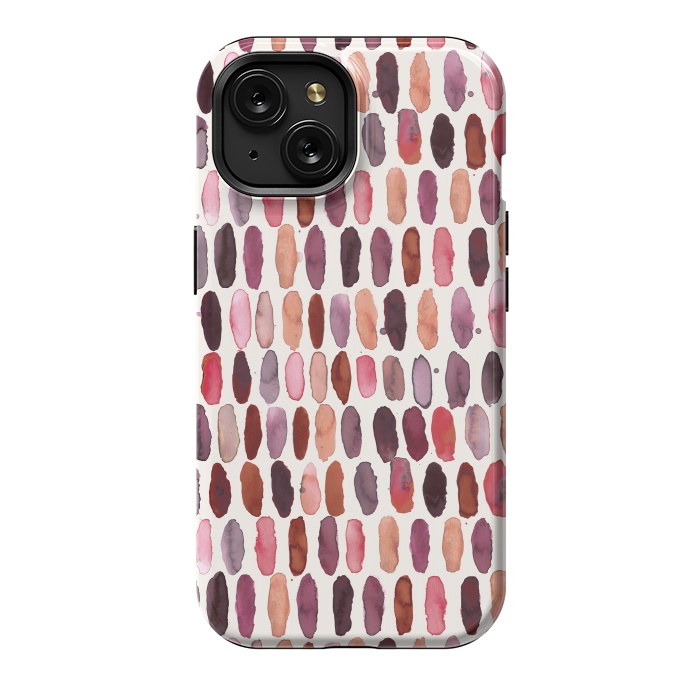 iPhone 15 StrongFit Pills Watercolor Dots Pink Orange Coral by Ninola Design