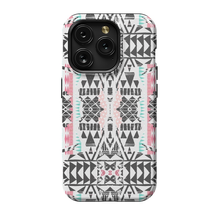 iPhone 15 Pro StrongFit Playful tribal ethnic triangles by Oana 