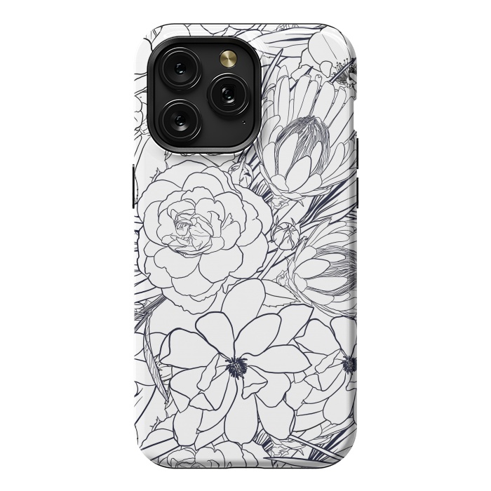 iPhone 15 Pro Max StrongFit Modern Line Art Hand Drawn Floral Girly Design by InovArts