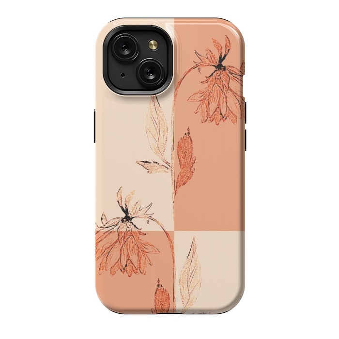 iPhone 15 StrongFit Tropical Floral Sketch by Creativeaxle