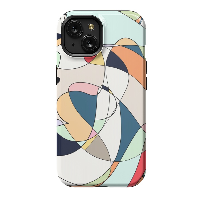 iPhone 15 StrongFit Modern Colorful Abstract Line Art Design by InovArts