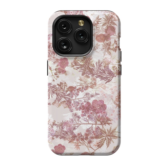 iPhone 15 Pro StrongFit Pastel pink botanical flower garden by Oana 