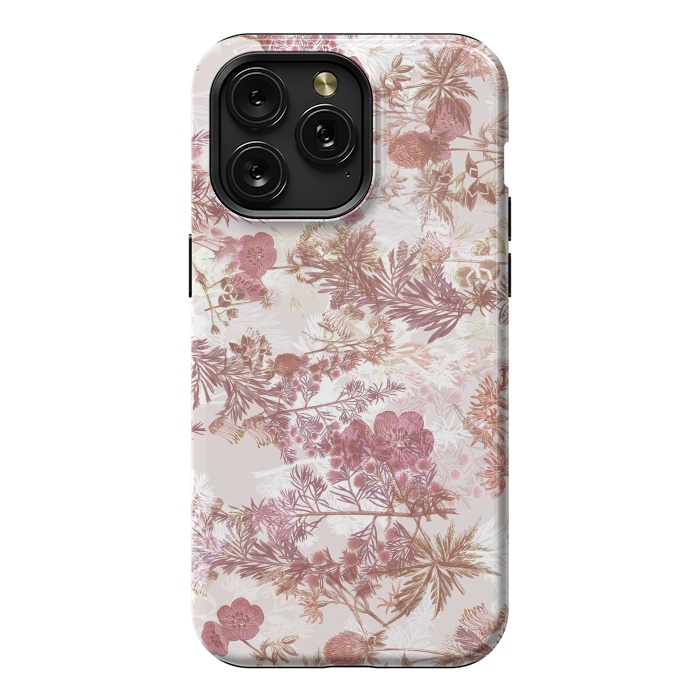 iPhone 15 Pro Max StrongFit Pastel pink botanical flower garden by Oana 