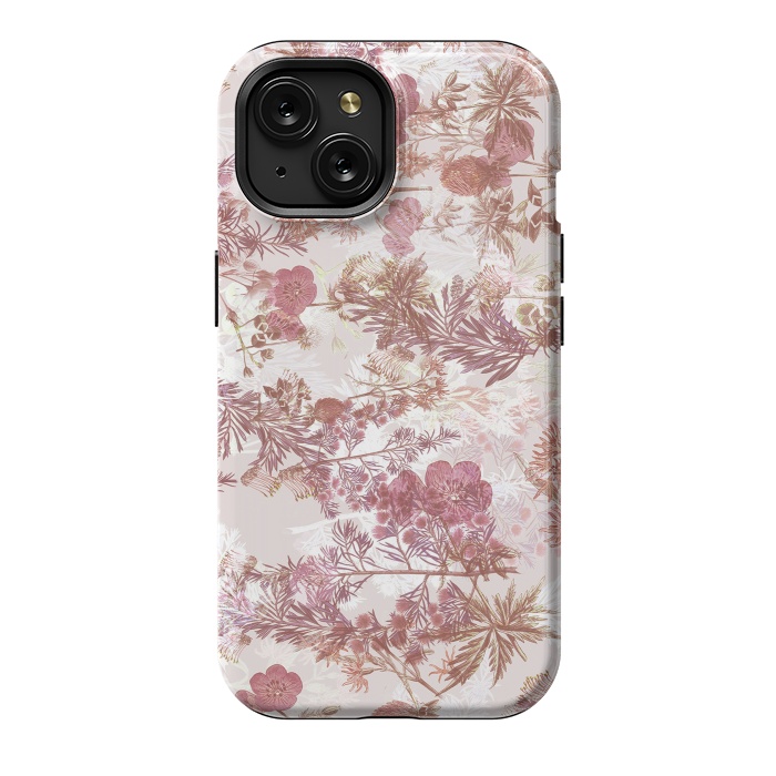 iPhone 15 StrongFit Pastel pink botanical flower garden by Oana 