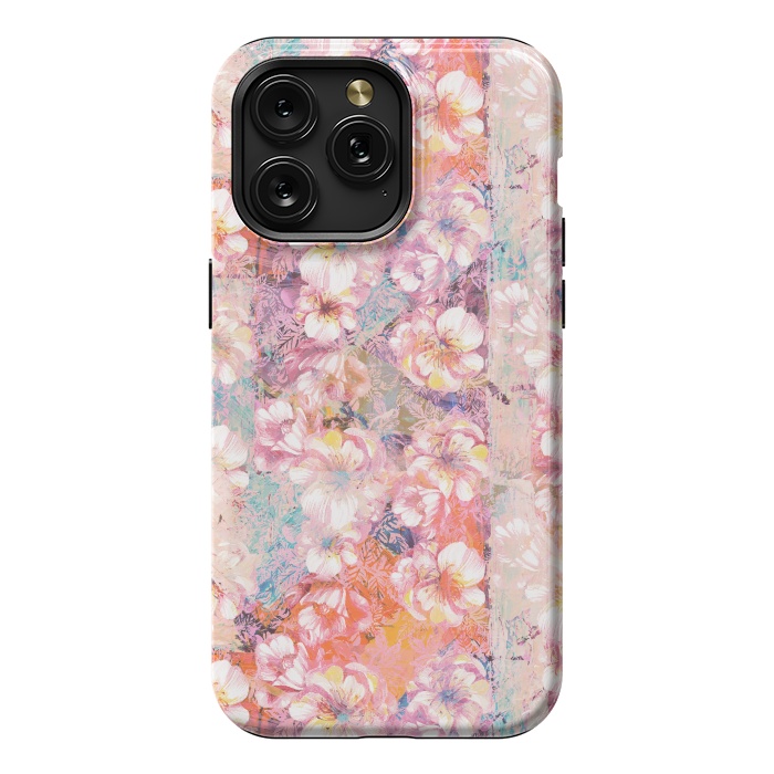 iPhone 15 Pro Max StrongFit Pink peach painted rose petals by Oana 