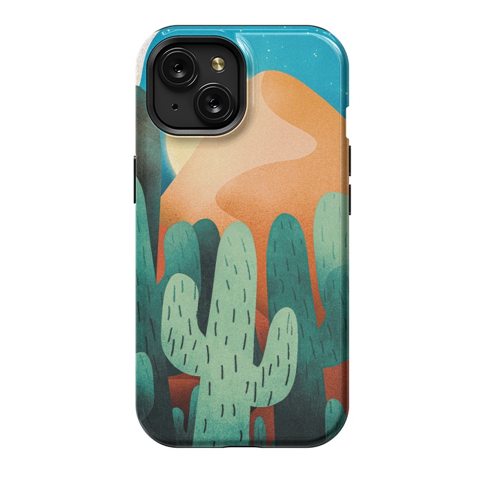 iPhone 15 StrongFit Sand cactus mountains by Steve Wade (Swade)