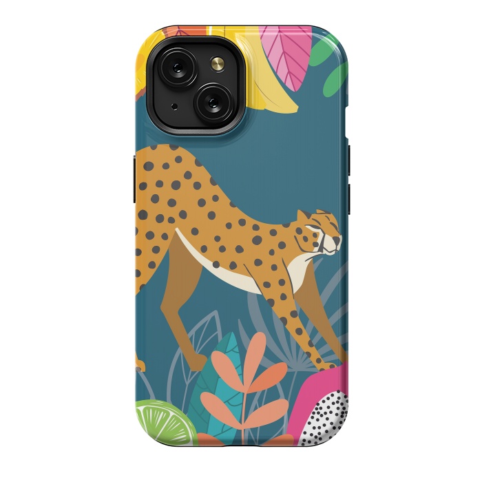 iPhone 15 StrongFit Cheetah stretching in the wild by Jelena Obradovic