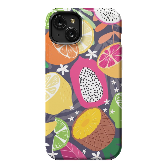 iPhone 15 Plus StrongFit Tropical fruit pattern 01 by Jelena Obradovic