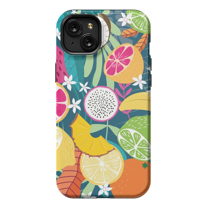 iPhone 15 Plus StrongFit Tropical fruit pattern 02 by Jelena Obradovic