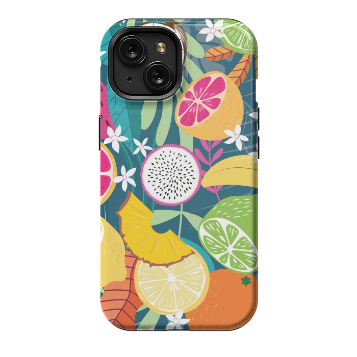 iPhone 15 StrongFit Tropical fruit pattern 02 by Jelena Obradovic