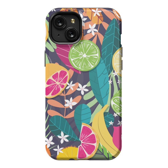 iPhone 15 Plus StrongFit Tropical fruit pattern 03 by Jelena Obradovic