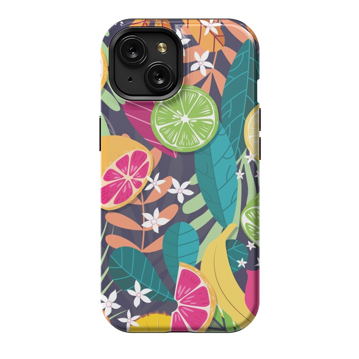 iPhone 15 StrongFit Tropical fruit pattern 03 by Jelena Obradovic
