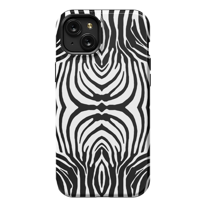 iPhone 15 Plus StrongFit White zebra stripes by Oana 