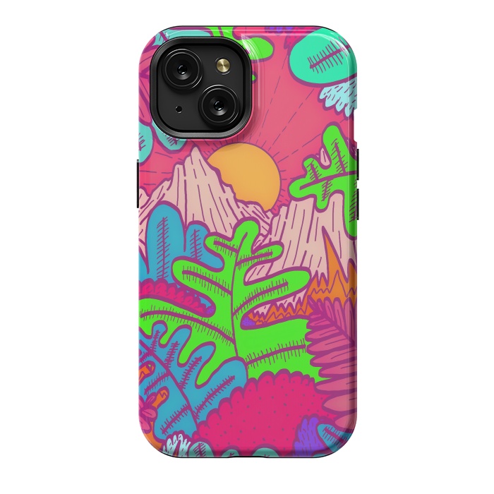 iPhone 15 StrongFit A pink tropical jungle by Steve Wade (Swade)