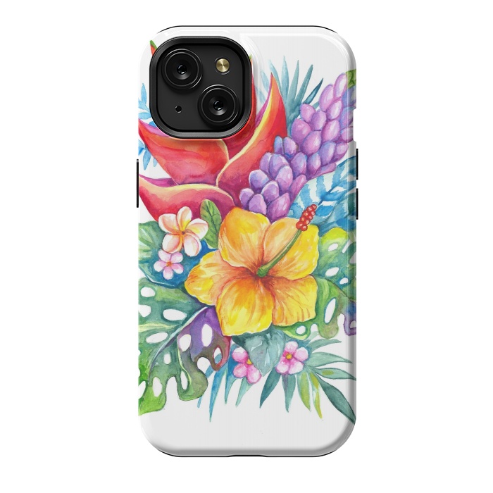 iPhone 15 StrongFit Tropical Flowers by Irina Velman