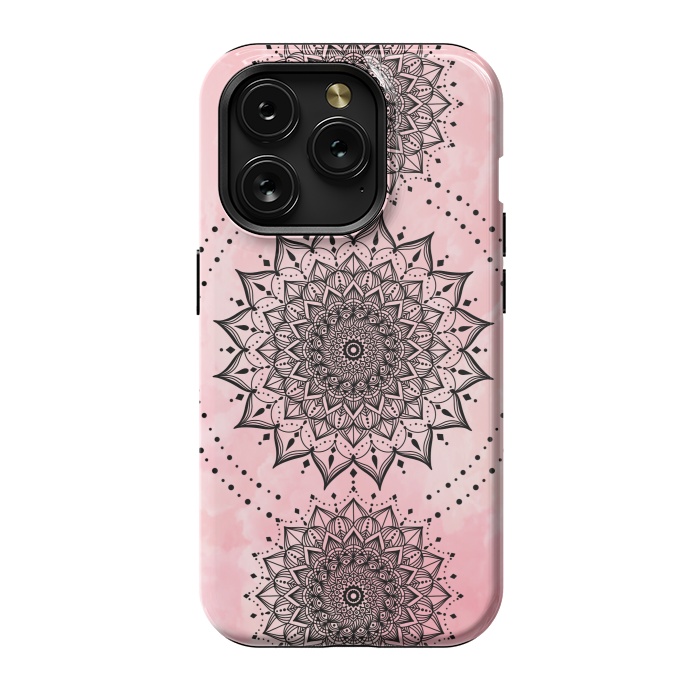 iPhone 15 Pro StrongFit Pink black mandalas by Jms