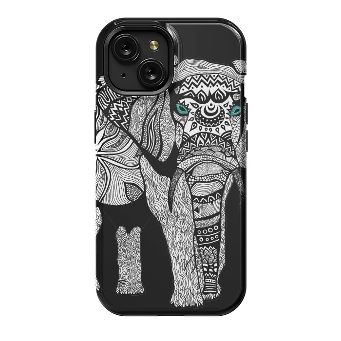 iPhone 15 StrongFit Elephant of Namibia B n W by Pom Graphic Design