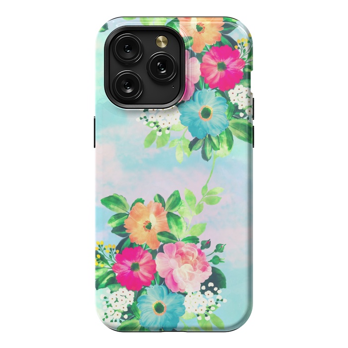 iPhone 15 Pro Max StrongFit Girly Vintage Roses Floral Watercolor Paint by InovArts
