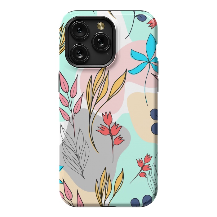 iPhone 15 Pro Max StrongFit Trendy colorful leaves hand drawn cute illustration by InovArts