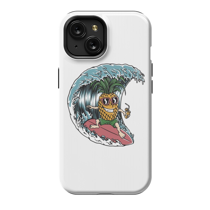 iPhone 15 StrongFit Pineapple Surfer by Afif Quilimo