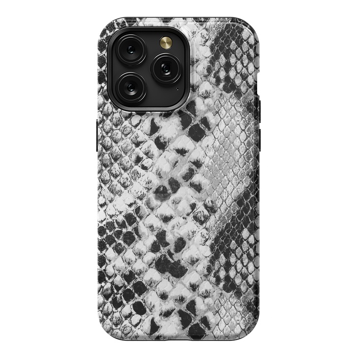 iPhone 15 Pro Max StrongFit Black and grey grungy snake skin pattern by Oana 