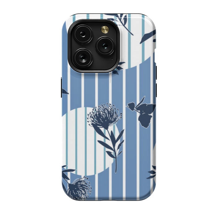 iPhone 15 Pro StrongFit STRIPES TROPICAL BLUE PATTERN by MALLIKA