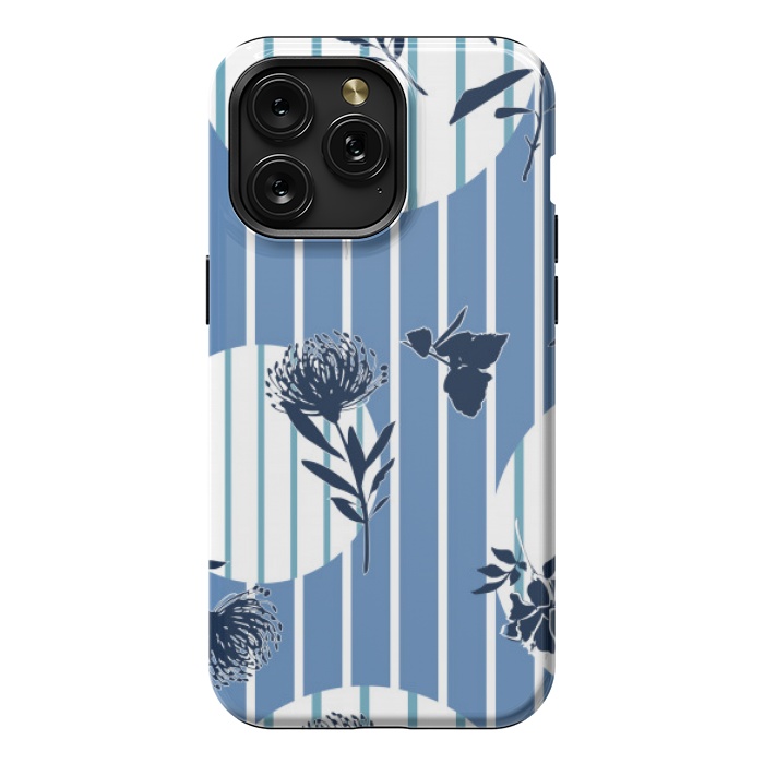 iPhone 15 Pro Max StrongFit STRIPES TROPICAL BLUE PATTERN by MALLIKA
