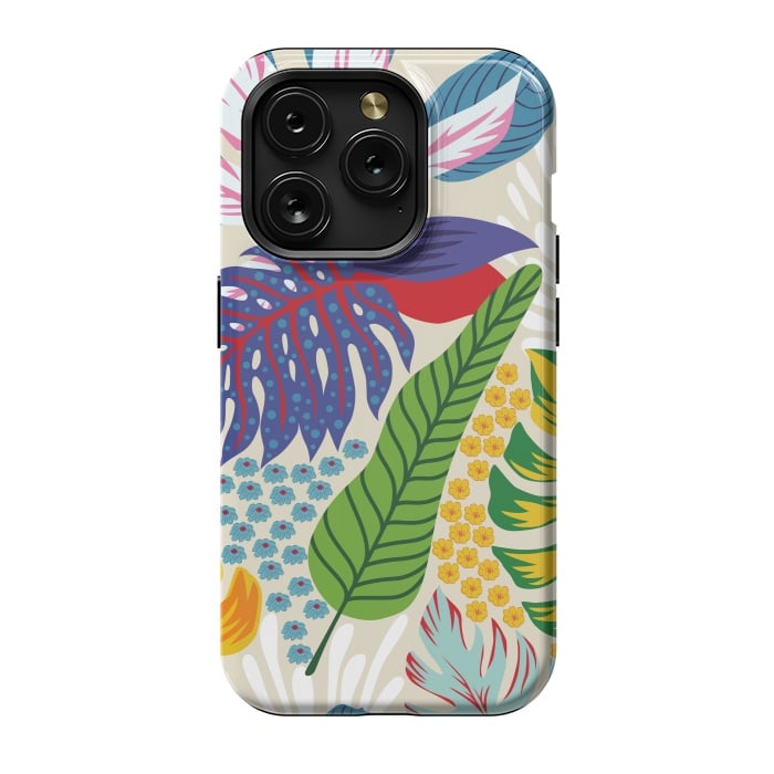 iPhone 15 Pro StrongFit Abstract Color Tropical Leaves by ArtsCase