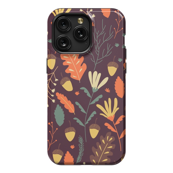 iPhone 15 Pro Max StrongFit Autumn Pattern With Red and Orange Leaves by ArtsCase