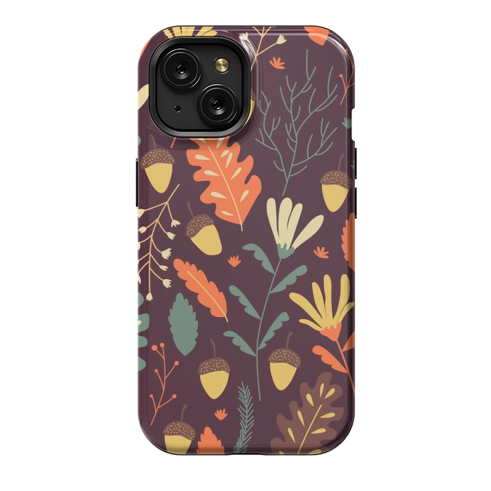 iPhone 15 StrongFit Autumn Pattern With Red and Orange Leaves by ArtsCase