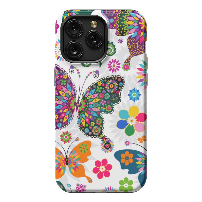 iPhone 15 Pro Max StrongFit Cute Butterflies and Flowers in Different Colors by ArtsCase