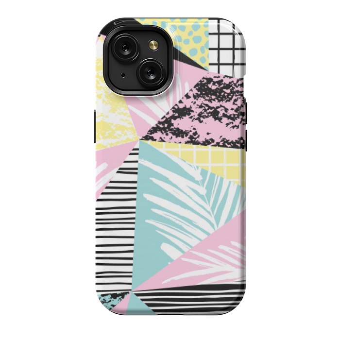 iPhone 15 StrongFit tropical abstract pink pattern by MALLIKA