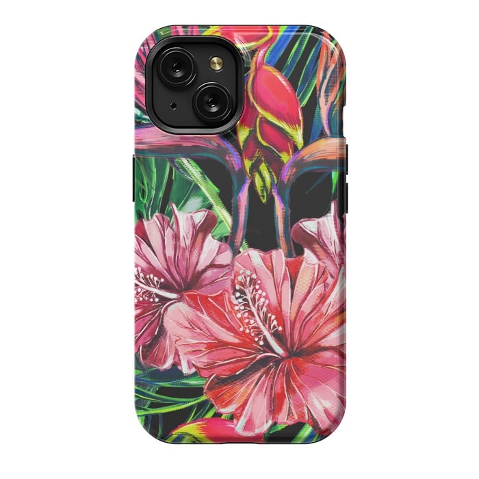 iPhone 15 StrongFit Beautiful Trendy Seamless Floral Jungle Pattern by ArtsCase