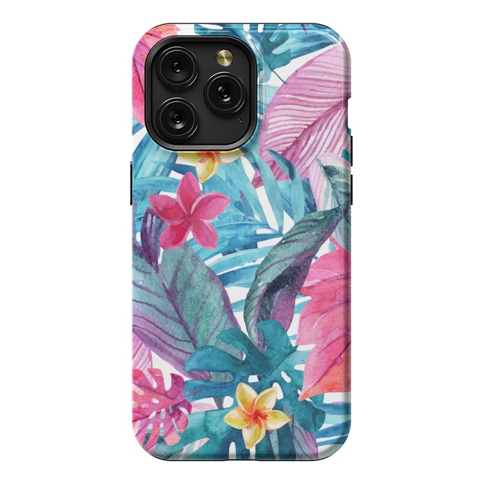 iPhone 15 Pro Max StrongFit Exotic Leaves and Flower Background by ArtsCase