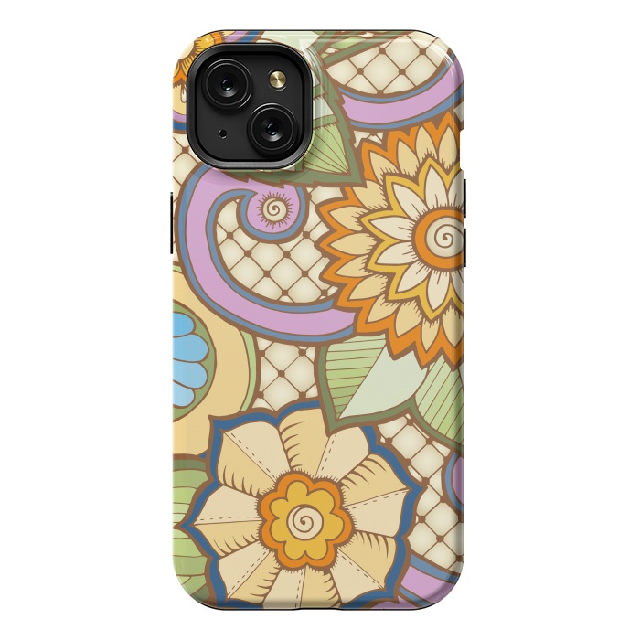 iPhone 15 Plus StrongFit Daisies Pattern with Circle Elements IV by ArtsCase