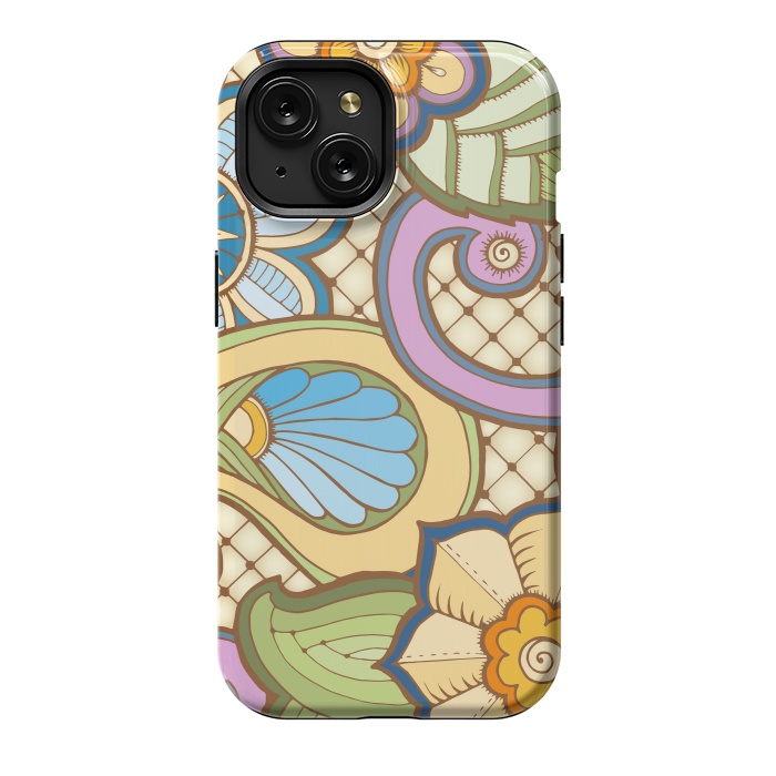 iPhone 15 StrongFit Daisies Pattern with Circle Elements IV by ArtsCase