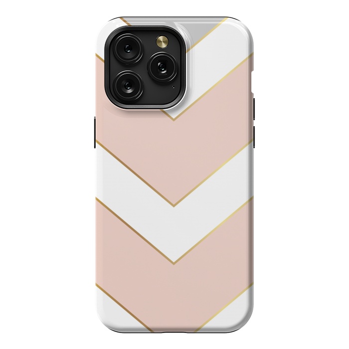 iPhone 15 Pro Max StrongFit Marble with Geometric Design Golden I by ArtsCase