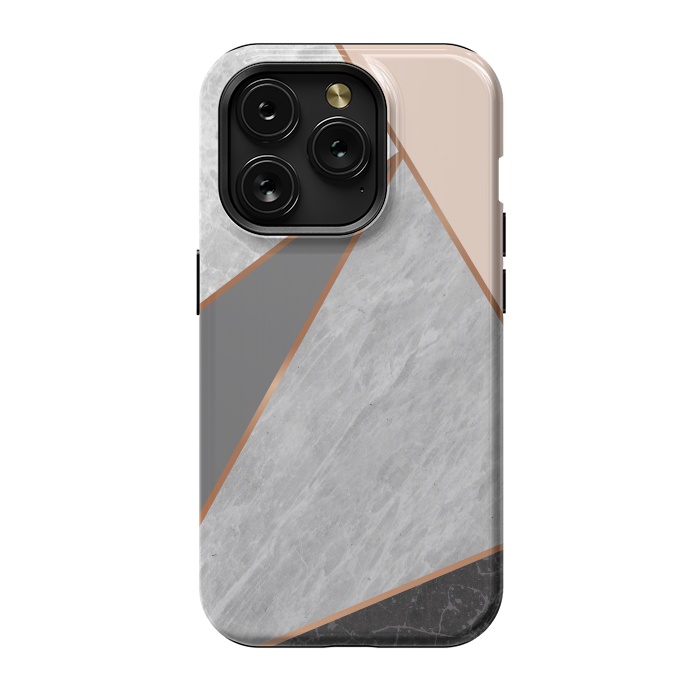 iPhone 15 Pro StrongFit Modern Geometric Minimalist with Marble Texture by ArtsCase