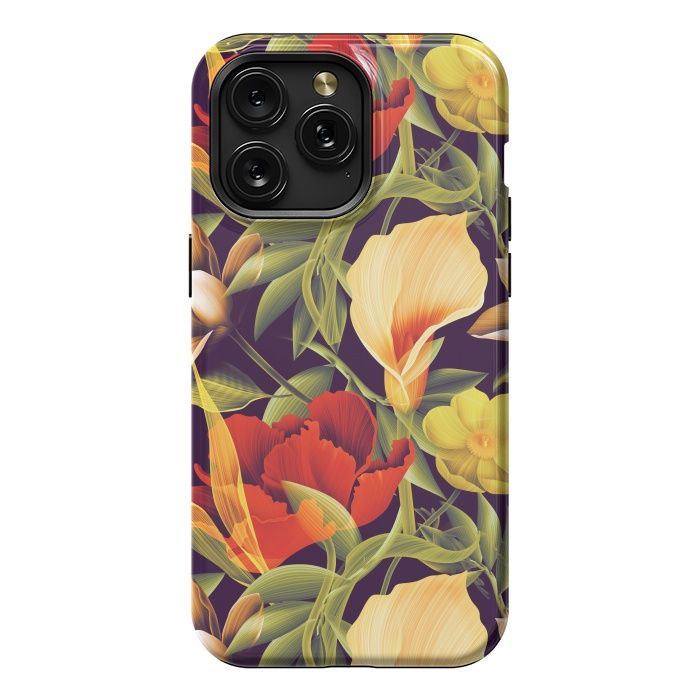 iPhone 15 Pro Max StrongFit Seamless Tropical Flower Plant and Leaf Pattern by ArtsCase