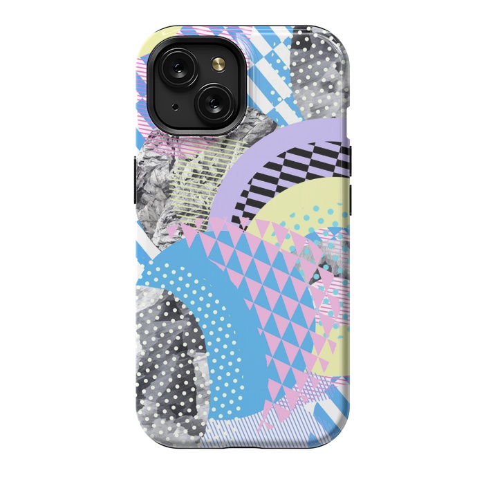 iPhone 15 StrongFit Multicoloured playful pop-art collage by Oana 