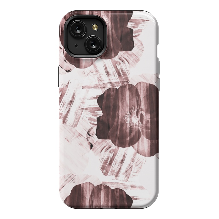 iPhone 15 Plus StrongFit Brushed dark pink rose petals by Oana 