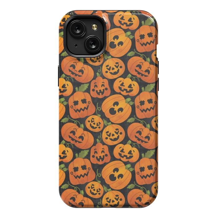 iPhone 15 Plus StrongFit Funny Jack-O-Lanterns by Noonday Design