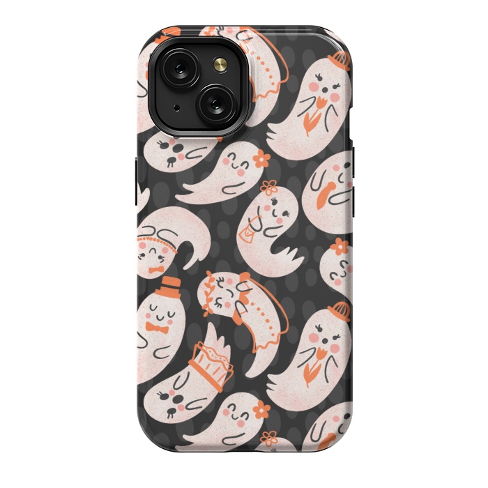 iPhone 15 StrongFit Cute Ghost Friends by Noonday Design