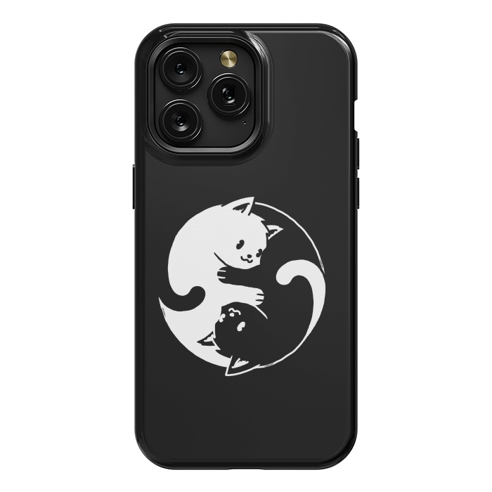 iPhone 15 Pro Max StrongFit Yin Yang Cat Black & White by Vó Maria