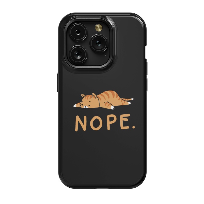 iPhone 15 Pro StrongFit Nope Lazy Cat Caramel  by Vó Maria