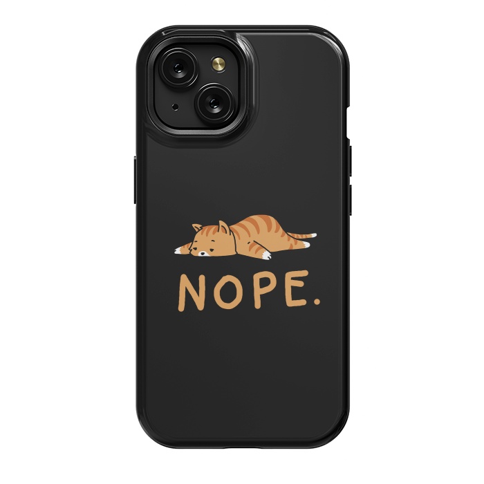 iPhone 15 StrongFit Nope Lazy Cat Caramel  by Vó Maria