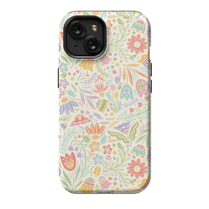 iPhone 15 StrongFit Pretty Pastel Floral by Noonday Design