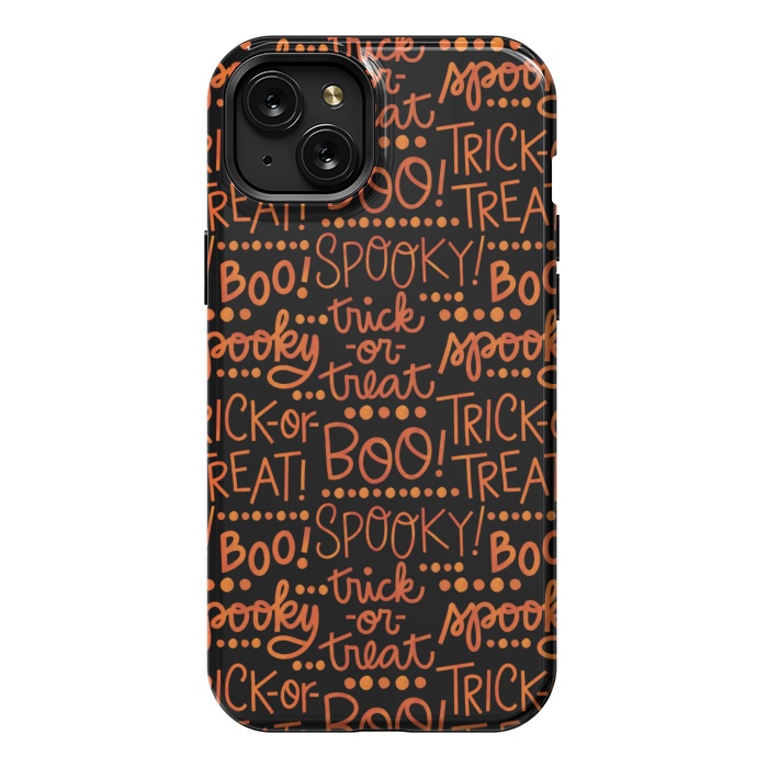 iPhone 15 Plus StrongFit Spooky Halloween Lettering by Noonday Design